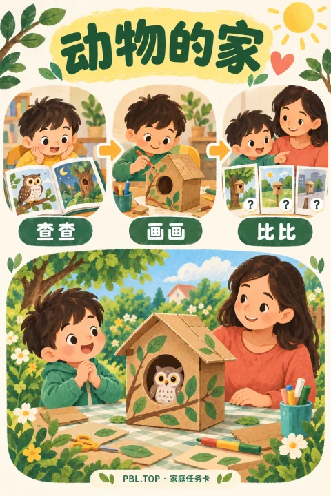动物的家儿童任务卡：用图示理解项目任务和成果