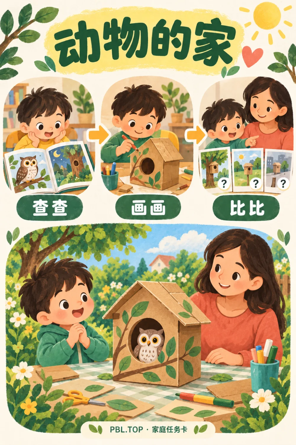 动物的家儿童任务卡:用图示理解项目任务和成果
