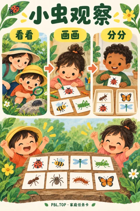 小虫观察儿童任务卡：用图示理解项目任务和成果
