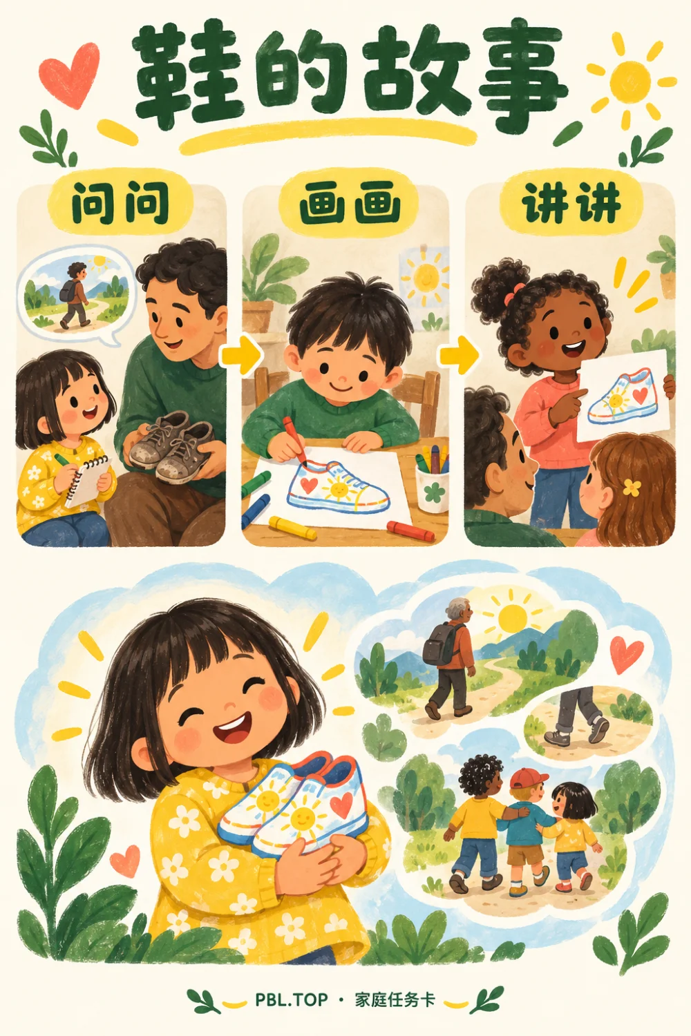 鞋的故事儿童任务卡:用图示理解项目任务和成果