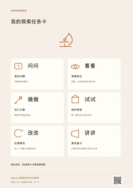 家里的微观博物馆儿童任务卡：用图示理解项目任务和成果